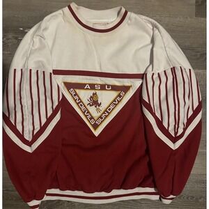 Vintage ASU Sun Devils Crewneck Sweatshirt Maroon White Graphic Top Mens Large